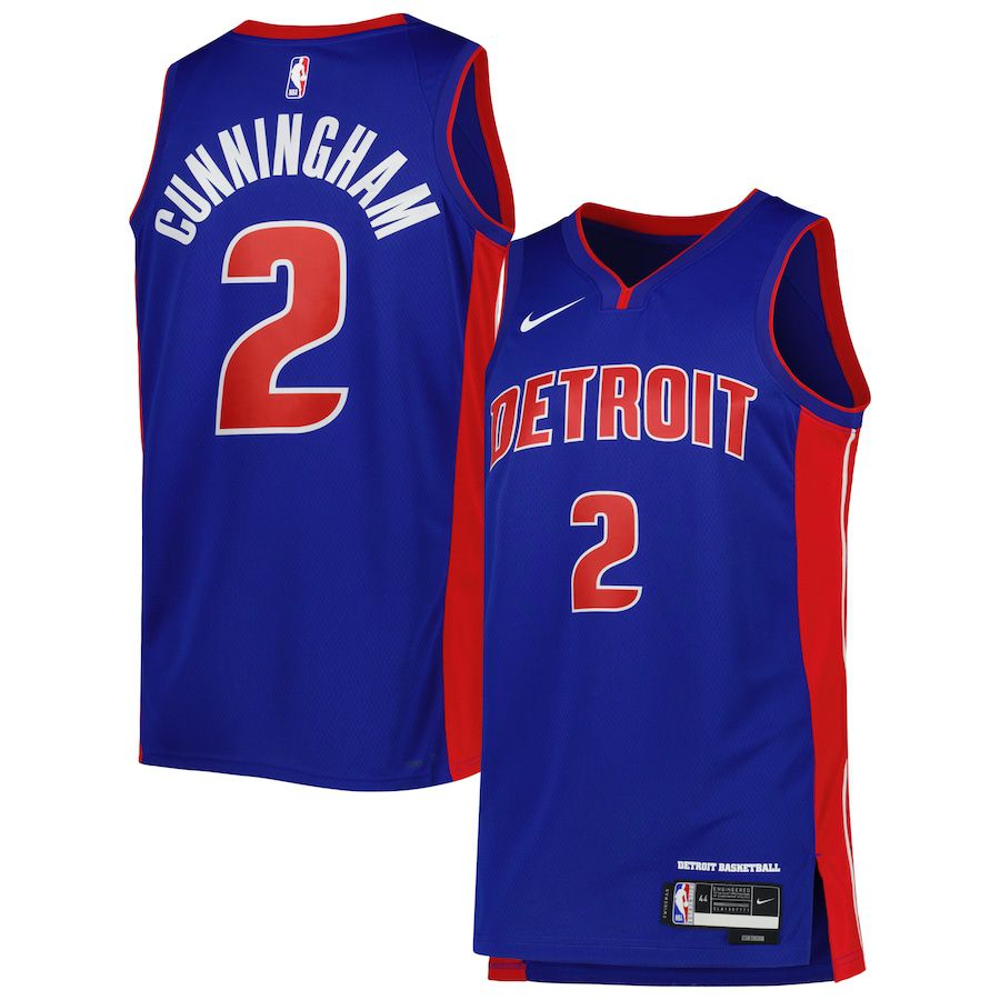 Men Detroit Pistons #2 Cade Cunningham Nike Blue Icon Edition 2022-23 Swingman NBA Jersey->customized nba jersey->Custom Jersey